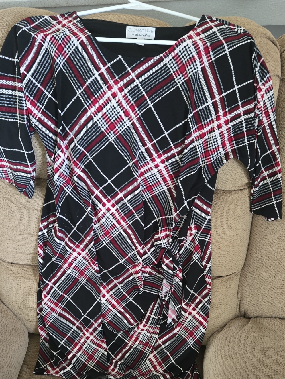 Black Plaid Wrap-Style Women’s Dress
